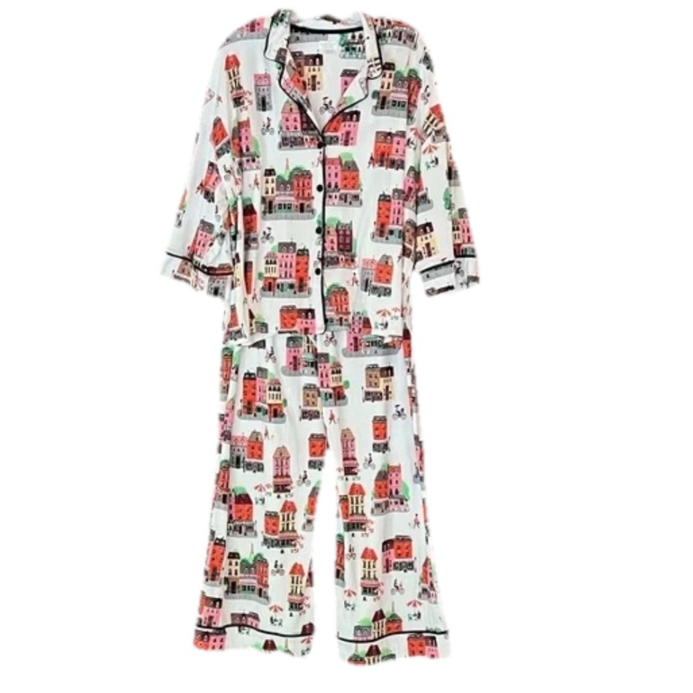 Beauty Sleep Social Size 2X Pajama Top & Wide Leg Bottom Set Super Soft Pockets